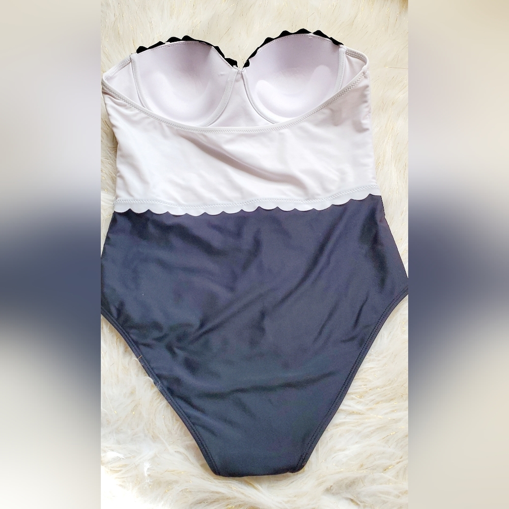 C Apparel black and white scalloped swimsuit - Picture 5 of 6